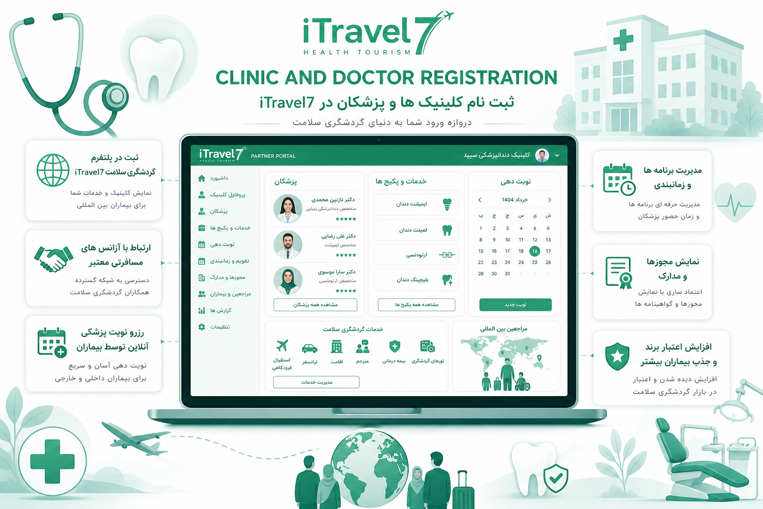 ثبت کلینیک و پزشک در iTravel7 — پلتفرم گردشگری سلامت
